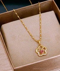 New Arrival Ruby White Stone Gold Necklace Pendant Design SMDR2557 New Arrival Ruby White Stone Gold Necklace Pendant Design SMDR2557