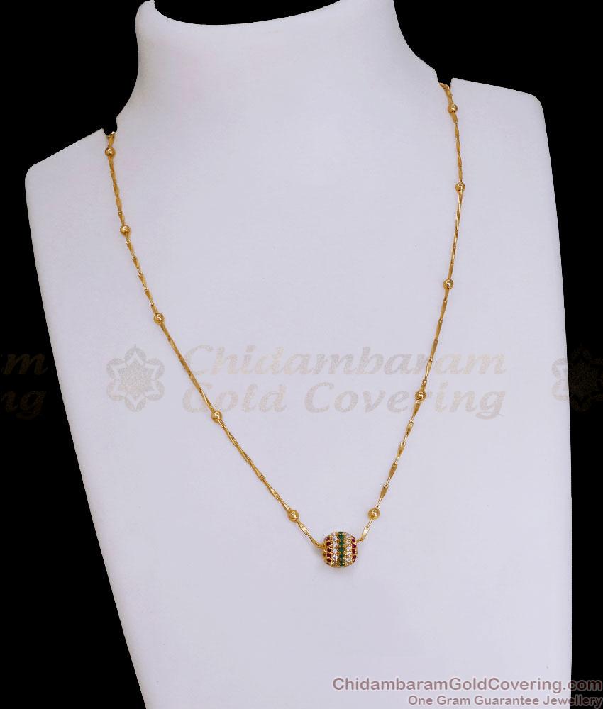 Multi Stone Ball Pendant With Thin Gold Plated Wheat Chain Online SMDR2562 Multi Stone Ball Pendant With Thin Gold Plated Wheat Chain Online SMDR2562