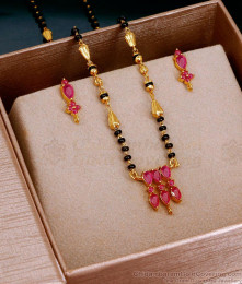 New Arrival Short Fancy Mangalsutra Chain With Earring Online SMDR2572