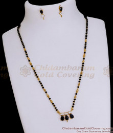 True Gold Tone Black Stone Mangalsutra Thali Chain With Stud Earring SMDR2573