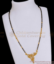 Stylish One Gram Gold Floral Mangalsutra Short Karugamani Chain SMDR2576