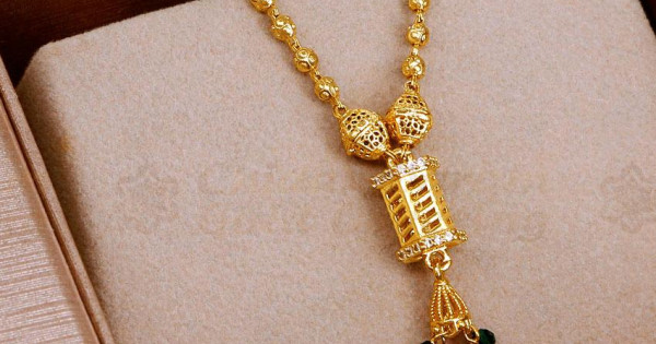 Traditional Gold Plated Mangalsutra Short Thali Chain For Women SMDR2579