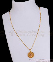 Stylish Round Pendant Gold Chain For College Girls SMDR2584
