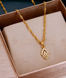 Buy Pure Gold Tone Short Pendant Chain For Office Wear SMDR2593
