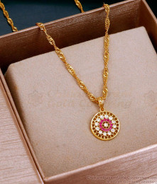 Sparkling Ruby White Pendant Necklace 1 Gram Gold Jewelry SMDR2596