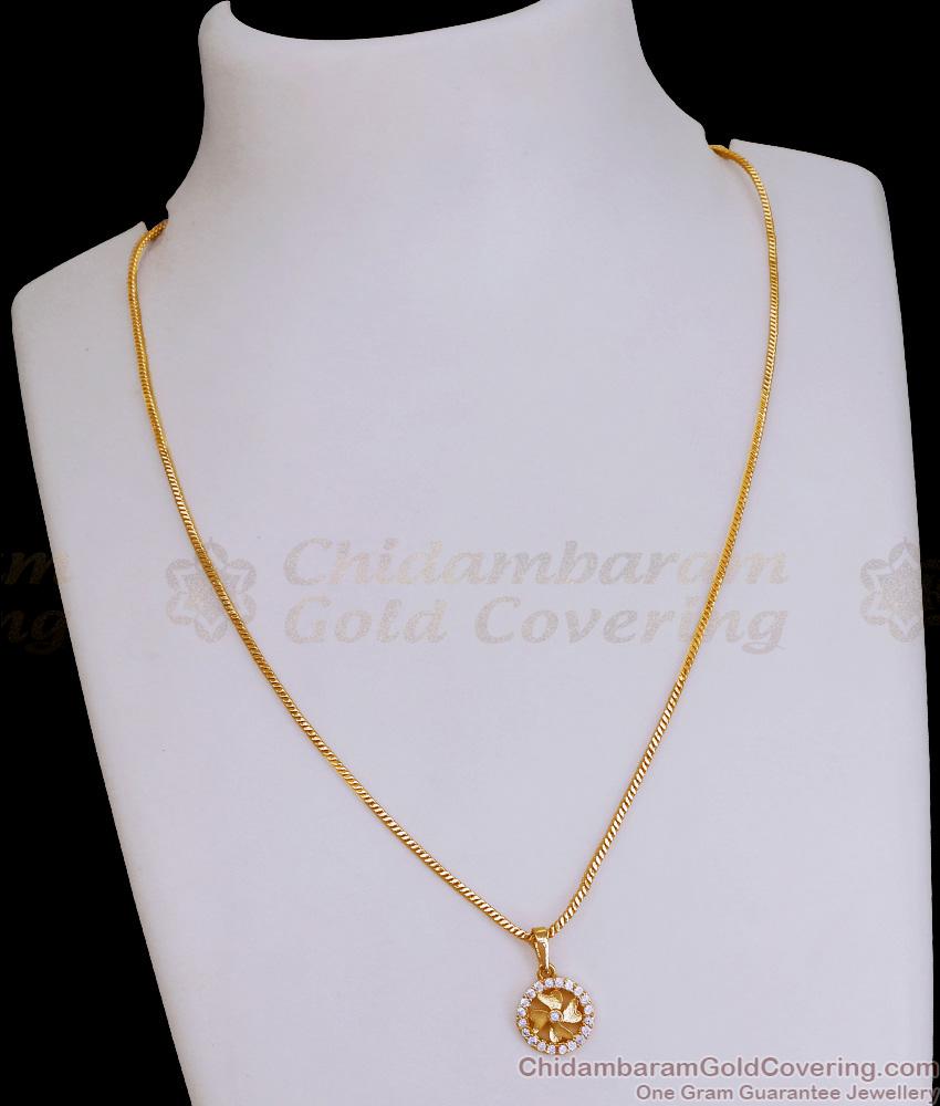 Elegant Full White Stone Round Pendant Chain Heart Design SMDR2616 Elegant Full White Stone Round Pendant Chain Heart Design SMDR2616