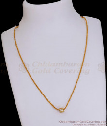 Square Shaped White Stone Pendant Necklace Twisted Chain SMDR2627