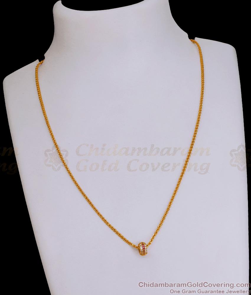 Daily Wear Ball Pendant Ruby White Stone Design For Girls SMDR2631 Daily Wear Ball Pendant Ruby White Stone Design For Girls SMDR2631