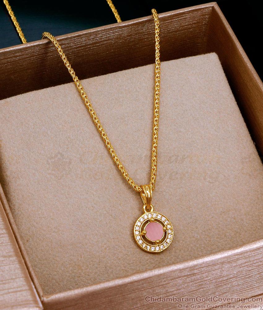 Trendy Pink Stone Pendant Necklace For Women Fashion SMDR2634 Trendy Pink Stone Pendant Necklace For Women Fashion SMDR2634
