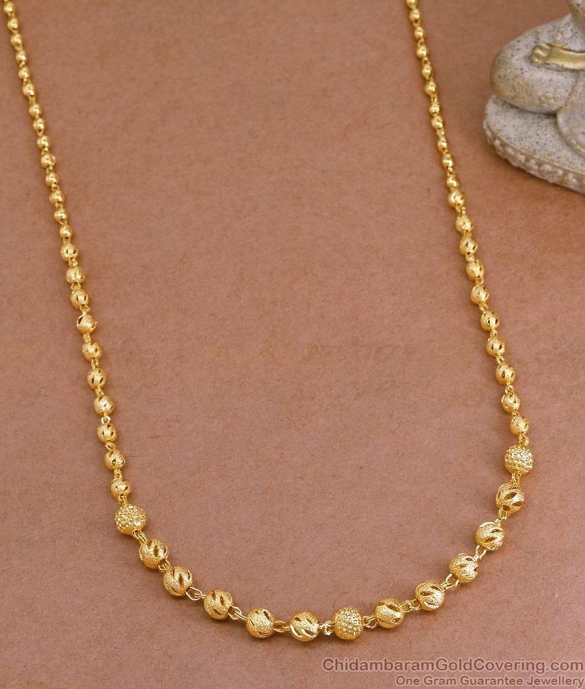 Full Golden Beads Matt Finish Necklace Design Without Stone SMDR2636