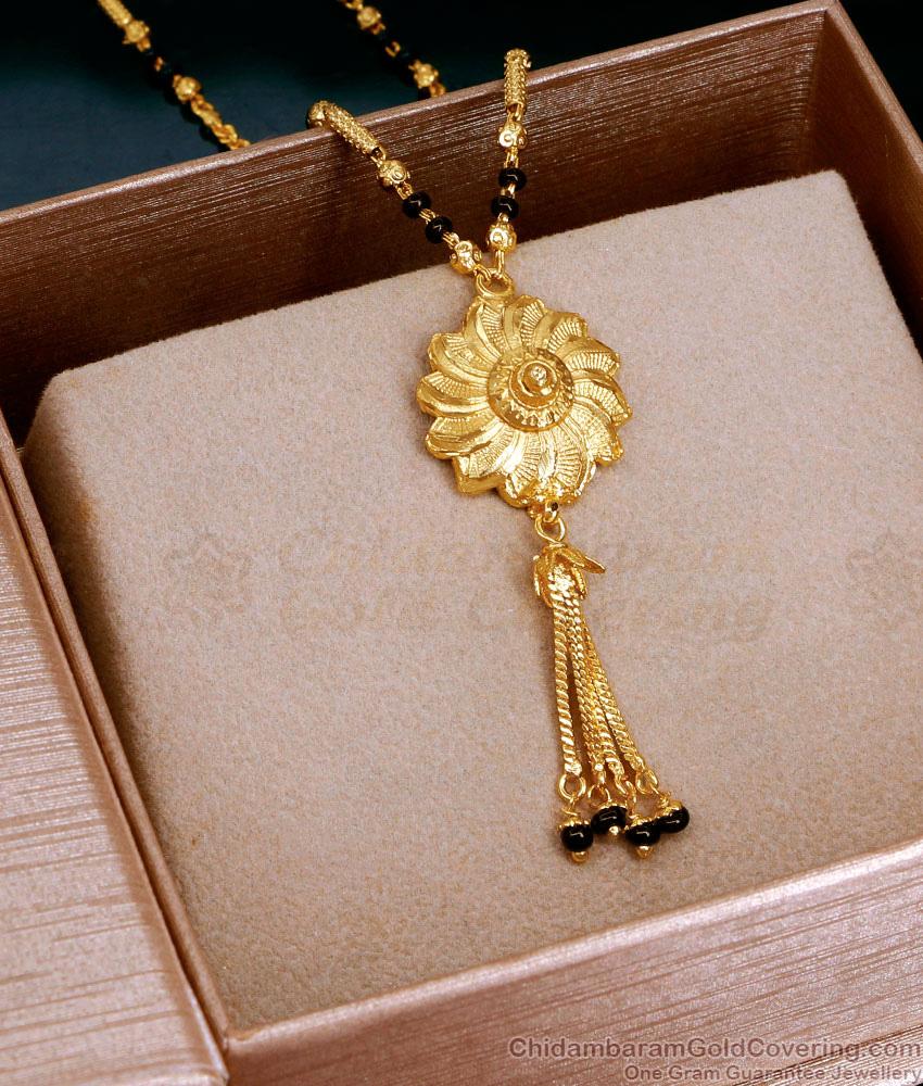 Beautiful Big Floral Pendant Black Beads Chain Design SMDR2644