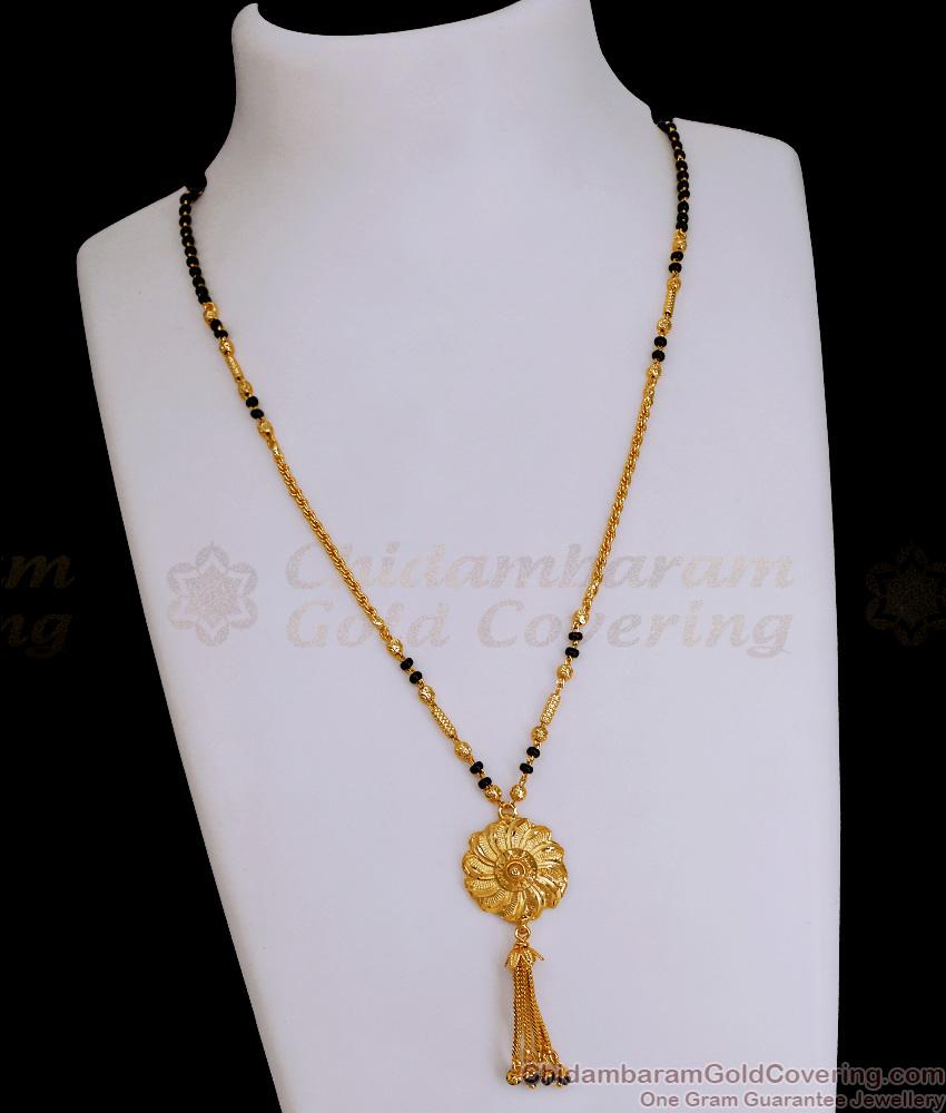 Beautiful Big Floral Pendant Black Beads Chain Design SMDR2644