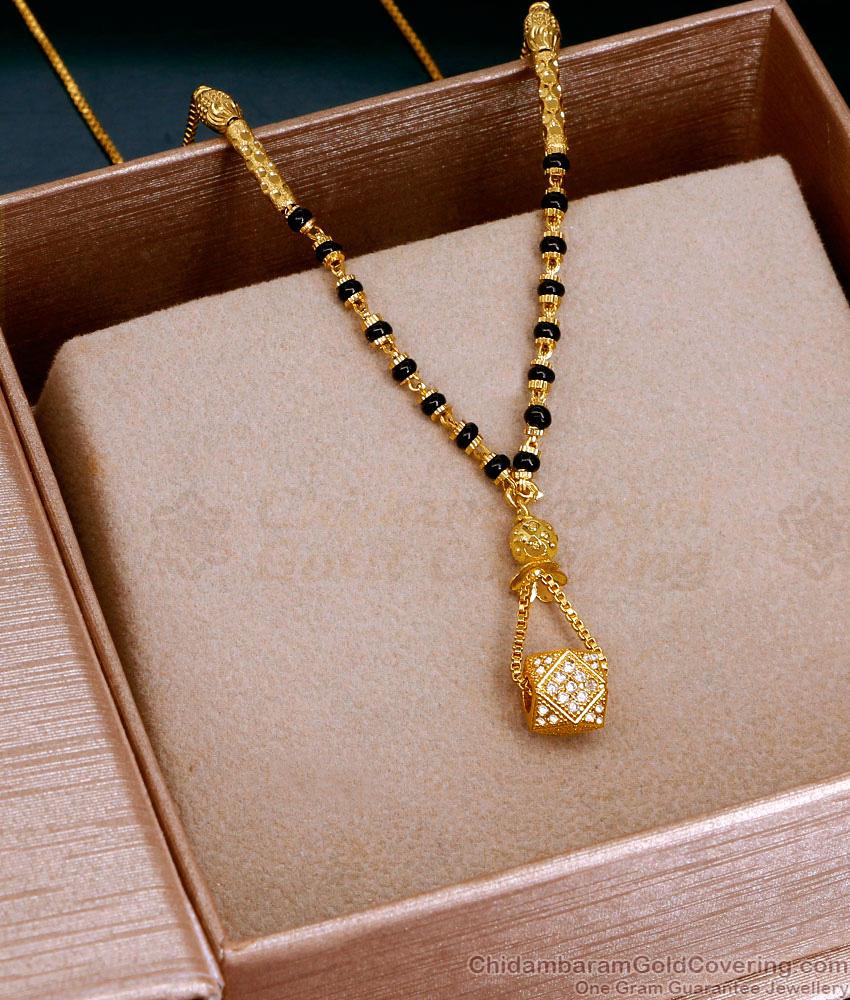 New White Stone Gold Plated Short Mangalsutra Chain SMDR2645 New White Stone Gold Plated Short Mangalsutra Chain SMDR2645