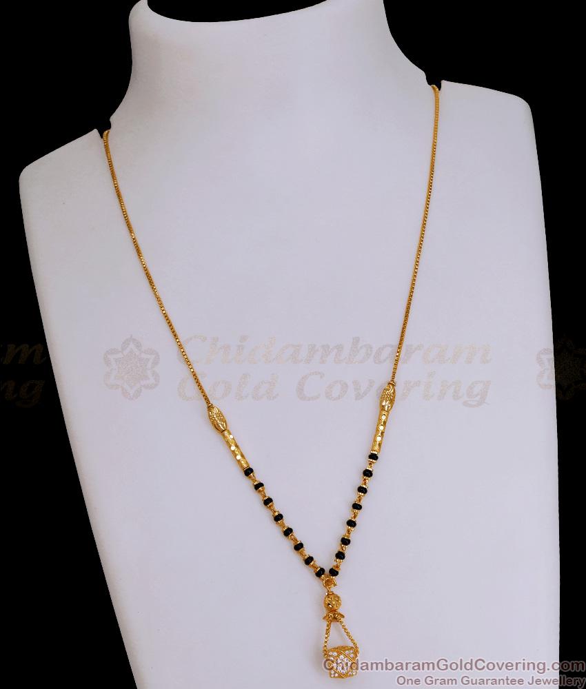 New White Stone Gold Plated Short Mangalsutra Chain SMDR2645 New White Stone Gold Plated Short Mangalsutra Chain SMDR2645