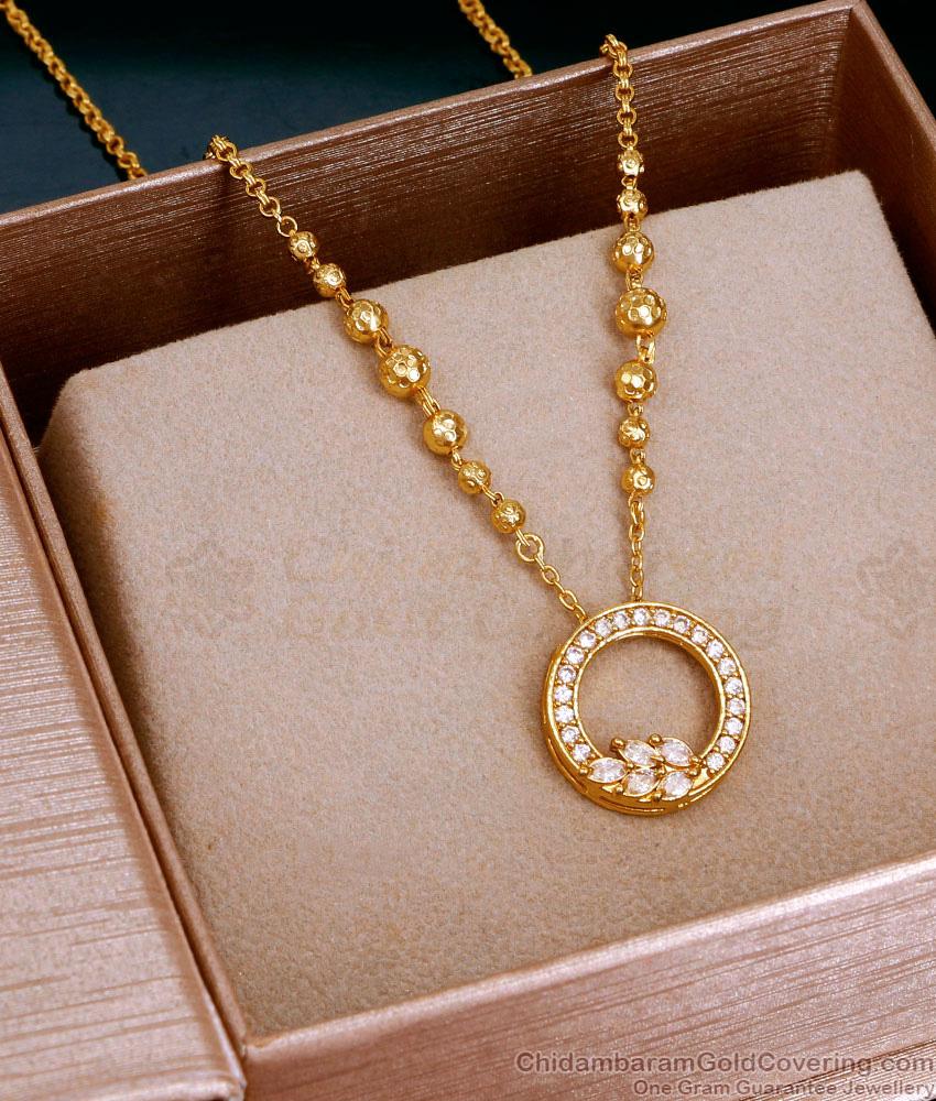 White Stone Gold Imitation Necklace Design For Women SMDR2648