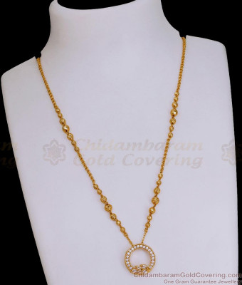 White Stone Gold Imitation Necklace Design For Women SMDR2648