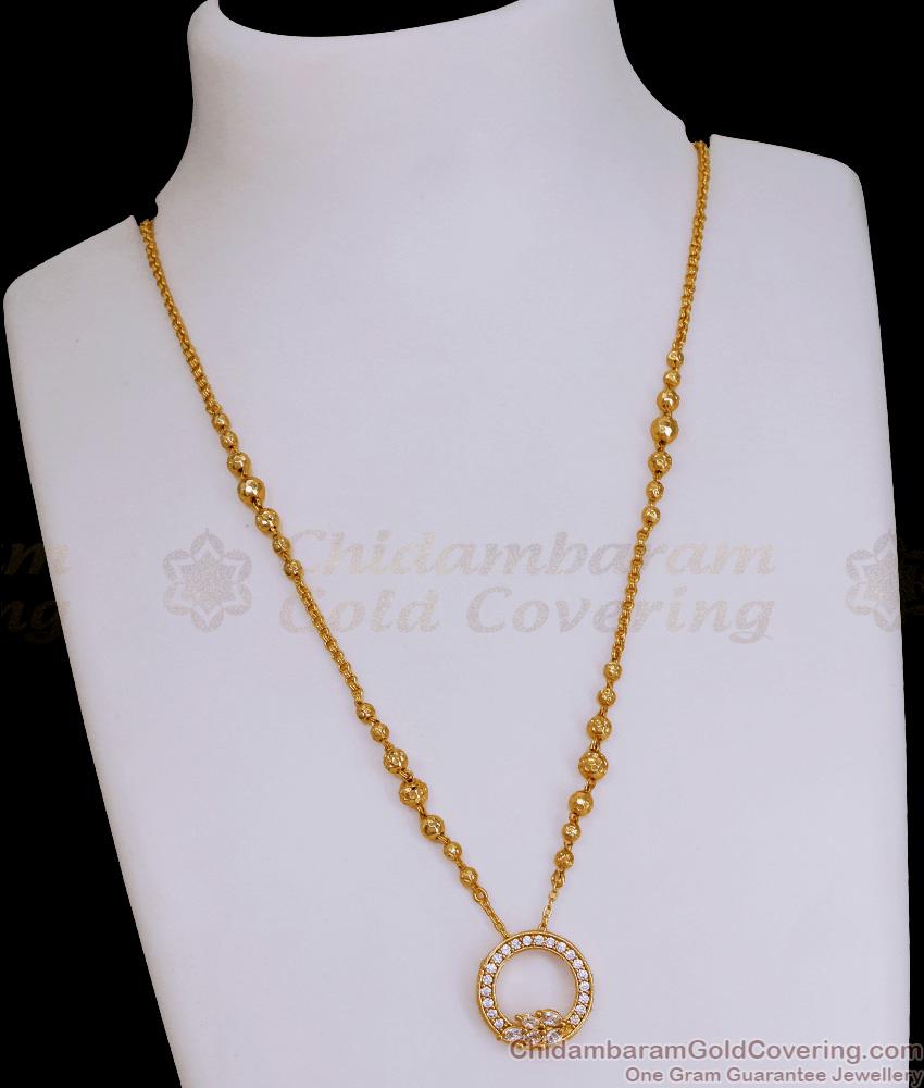 White Stone Gold Imitation Necklace Design For Women SMDR2648