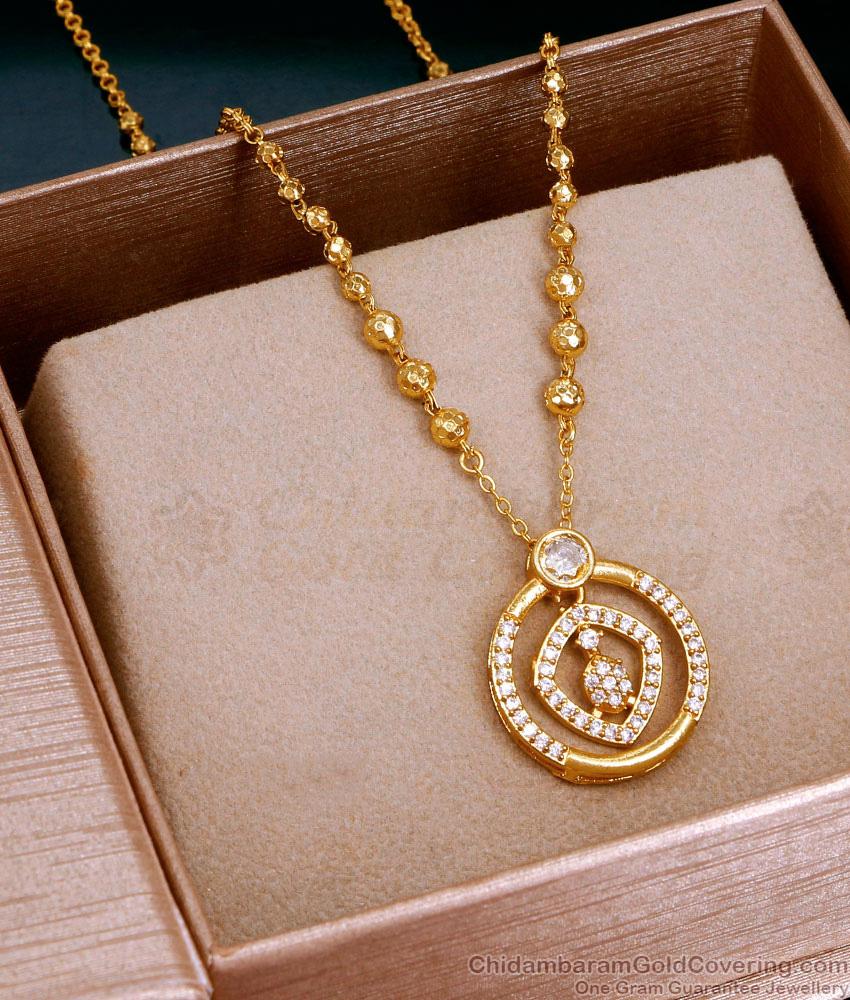 Elegant Micro Gold Plated White Stone Necklace Shop Online SMDR2649