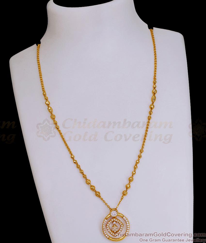 Elegant Micro Gold Plated White Stone Necklace Shop Online SMDR2649