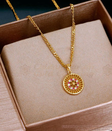 Beautiful Ruby White Stone Gold Imitation Pendant Chain Online SMDR2655