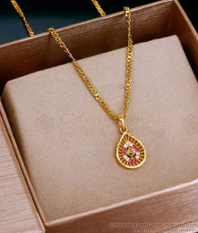 Elegant Regular Use One Gram Gold Droplet Pendant Chain With Stone SMDR2659