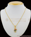 Full Ruby Emerald Stone Peacock Gold Pendant Chain For Girls SMDR266