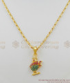 Full Ruby Emerald Stone Peacock Gold Pendant Chain For Girls SMDR266
