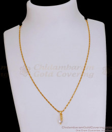 Latest Single White Stone Pendant Gold Plated Short Chain SMDR2668