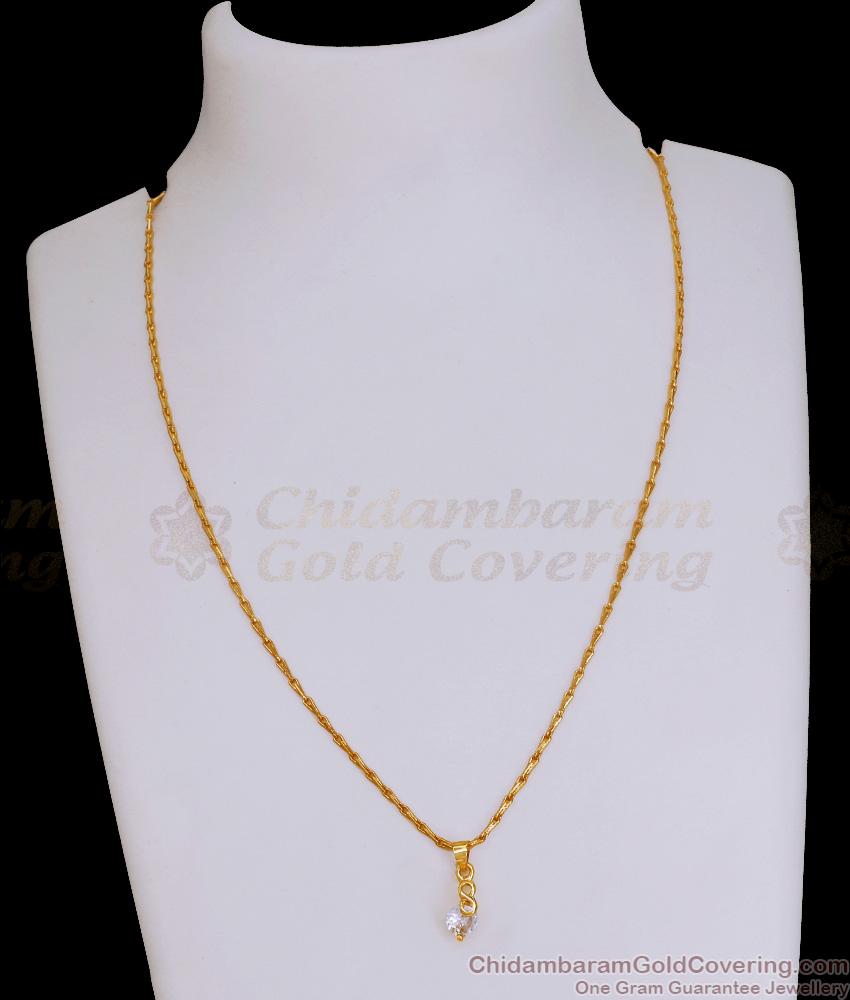 Latest Single White Stone Pendant Gold Plated Short Chain SMDR2668 Latest Single White Stone Pendant Gold Plated Short Chain SMDR2668