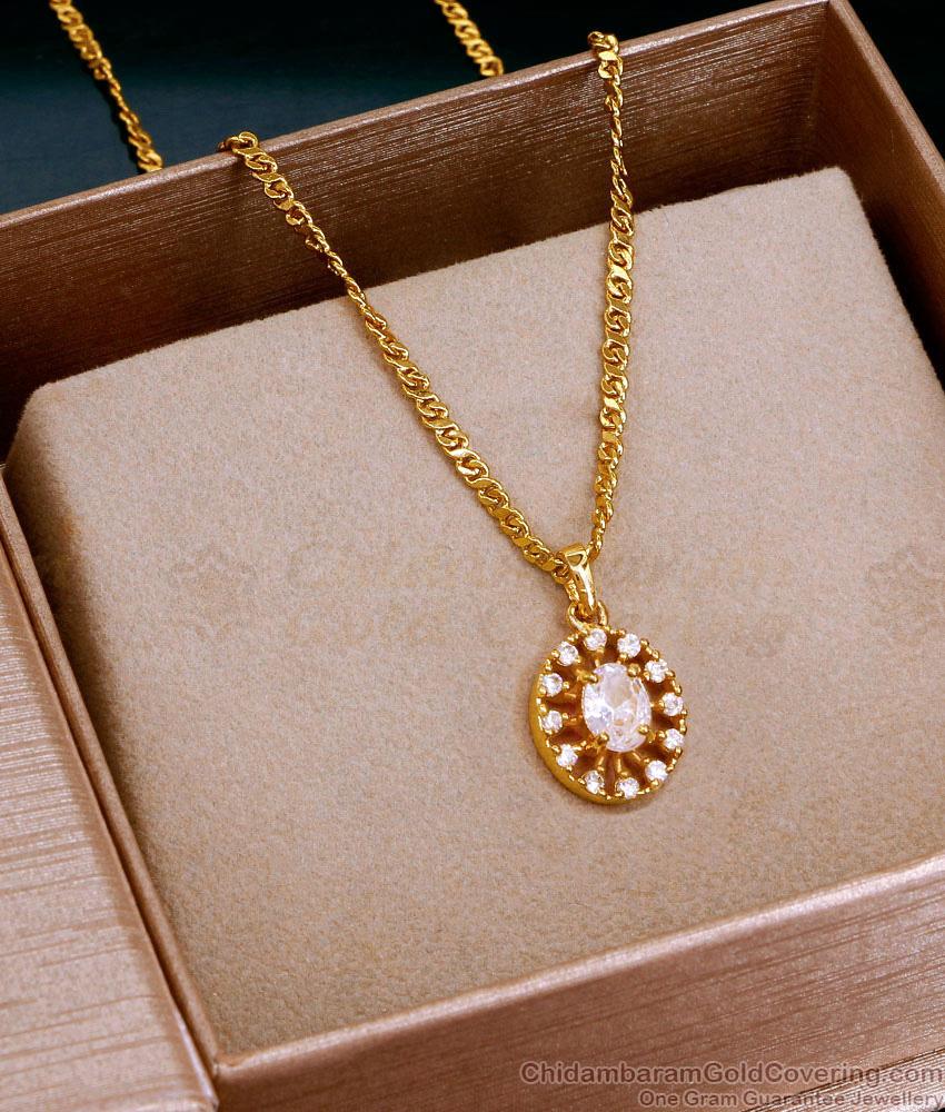 Buy Pure Gold Stone Diamond Pendant Short Chain Design For Girls SMDR2672 Buy Pure Gold Stone Diamond Pendant Short Chain Design For Girls SMDR2672