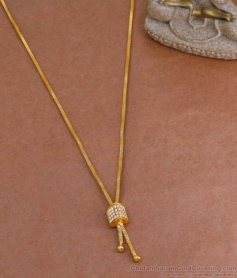Elegant Geometric Shaped White Stone Pendant With Gold Chain SMDR2676