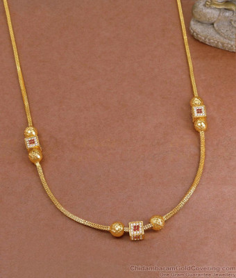 Traditional One Gram Gold Pendant Short Chain Ball Design SMDR2677