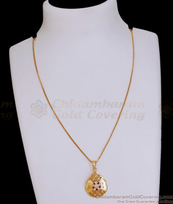 New Arrival Gold Plated Ruby White Droplet Pendant With Thin Chain SMDR2679