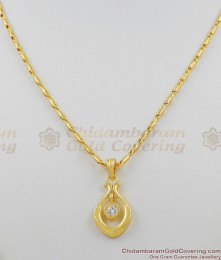 Solitaire Diamond Attractive Gold Finish Pendant Pattern Short Chain SMDR268 Solitaire Diamond Attractive Gold Finish Pendant Pattern Short Chain SMDR268