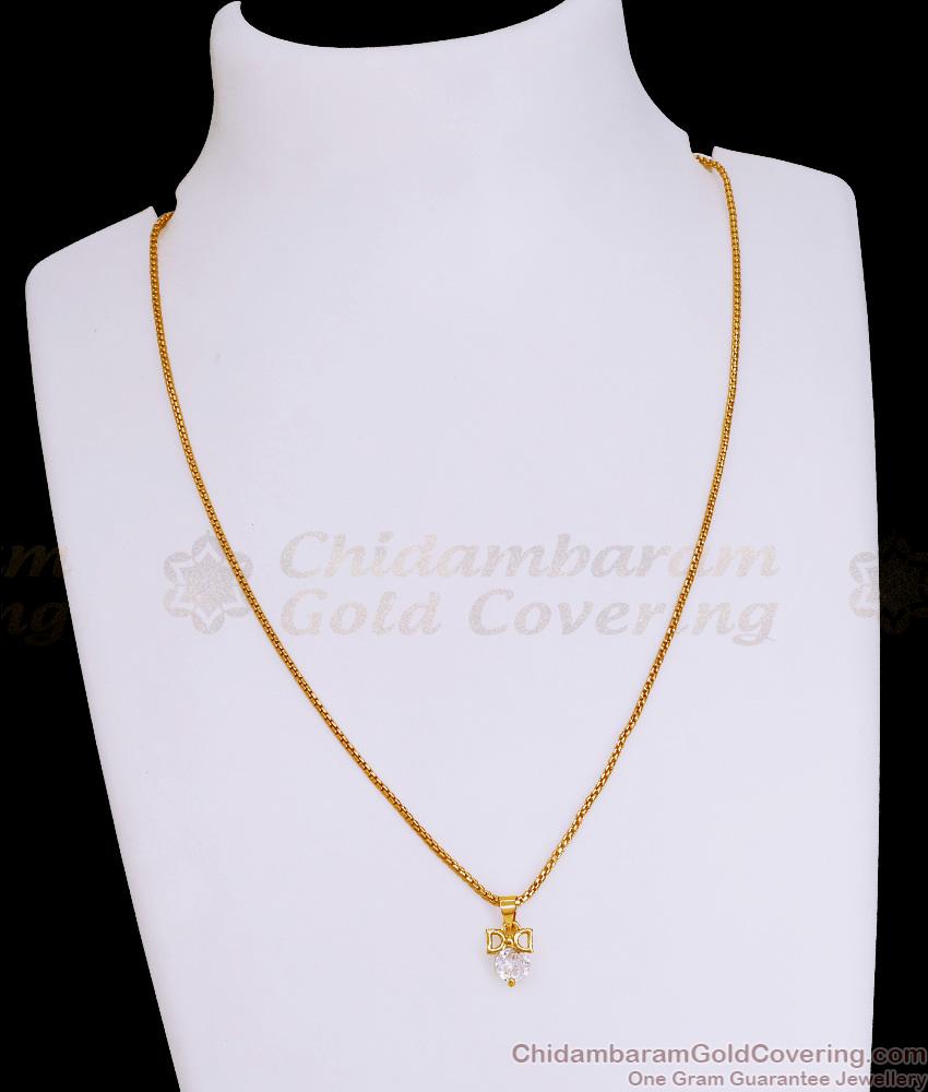 Real Gold Design White Stone Pendant Chain For Daily Wear SMDR2691 Real Gold Design White Stone Pendant Chain For Daily Wear SMDR2691