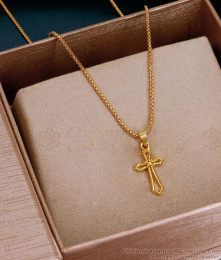 One Gram Gold Christian Cross Pendant Chain Collections Online SMDR2695