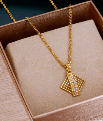 New Model Gold Imitation Ad Stone Pendant With Interlock Chain SMDR2700