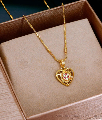 Latest Heart Shaped Ad Stone Locket With Gold Chain For Women SMDR2703
