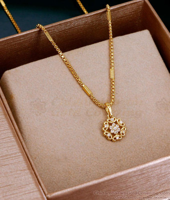 Flower Design White Stone Pendant Chain Collection Shop Online SMDR2704