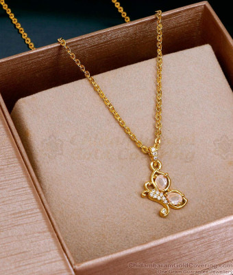Pink Gemstone Gold Imitation Butterfly Pendant Chain Collection Online SMDR2706
