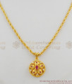 Star Design Gold Plated Dollar With Ruby And AD Stone Pendant Chain For Girls SMDR271