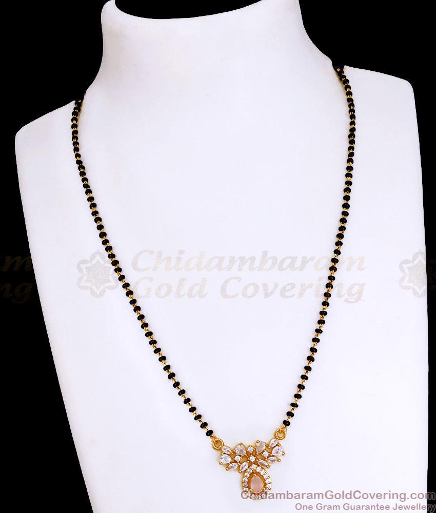 Beautiful Pink Stone Modern Mangalsutra Thali Chain For Women SMDR2715 Beautiful Pink Stone Modern Mangalsutra Thali Chain For Women SMDR2715