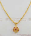 Eye Catchy AD Ruby Multi Color Stone Gold Pendant Chain For Girls College And Office Use SMDR272 Eye Catchy AD Ruby Multi Color Stone Gold Pendant Chain For Girls College And Office Use SMDR272