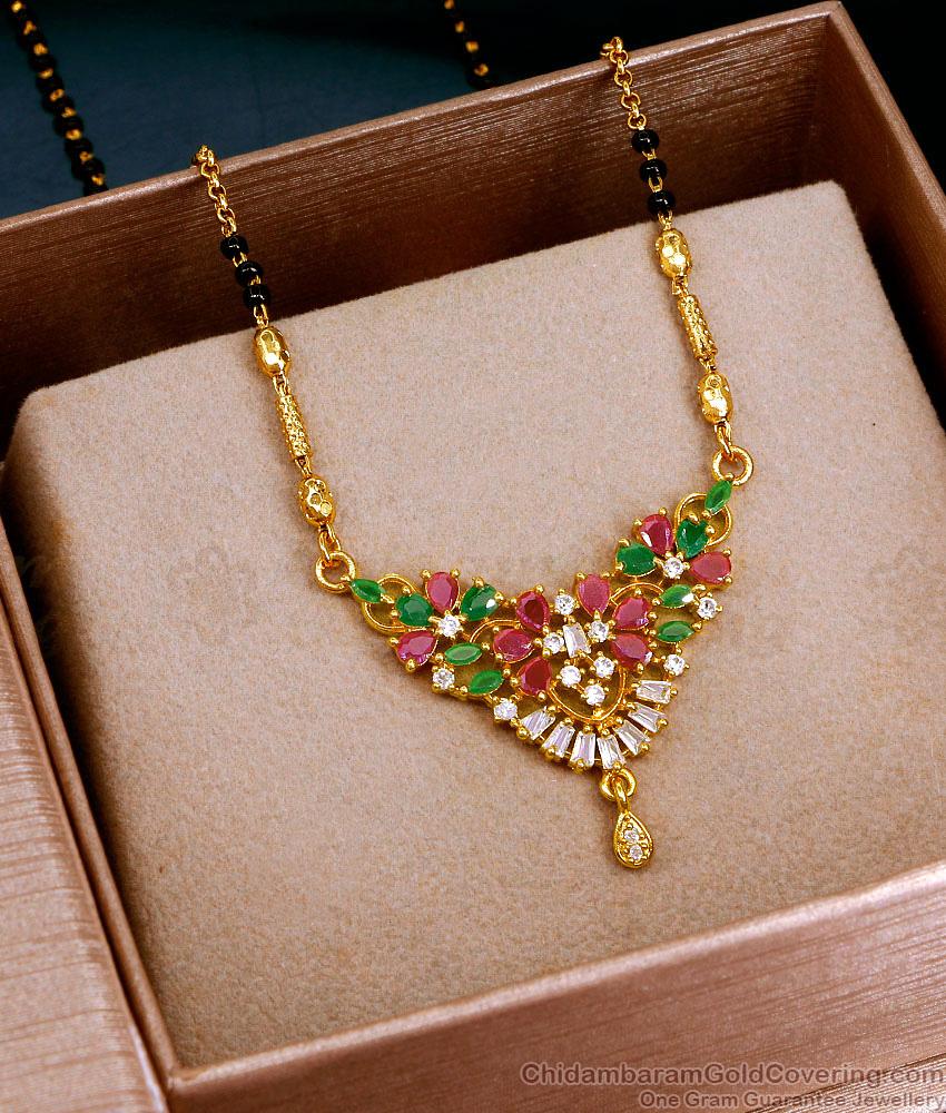 Attractive Multi Color Stone Gold Imitation Modern Mangalsutra Design SMDR2720 Attractive Multi Color Stone Gold Imitation Modern Mangalsutra Design SMDR2720