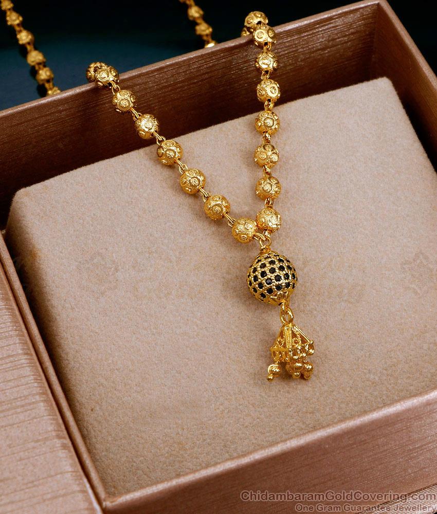 Latest Black Stone Gold Plated Short Mangalsutra Chain Online SMDR2727