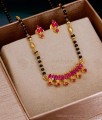 Beautiful Ruby Stone Karimani Mangalsutra With Earring SMDR2728