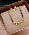 Modern 1 Gram Gold Ad Stone Mangalsutra Earring Combo Set SMDR2729