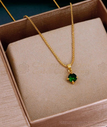 Light Weight Single Emerald Stone Pendant Chain For Daily Use SMDR2730