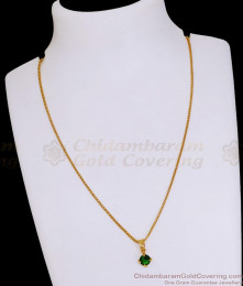 Light Weight Single Emerald Stone Pendant Chain For Daily Use SMDR2730