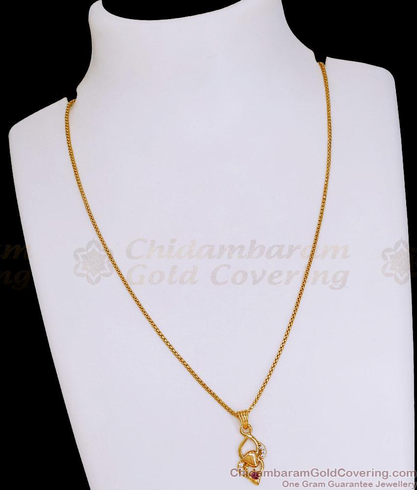 Daily Wear Gold Covering Necklace Heart Locket Chain With Stone SMDR2738